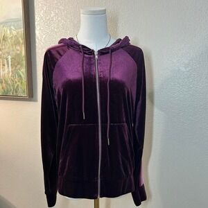 Forever 21 Purple Velour Zip Up Hoodie – Y2K Juicy Couture Vibes - Size M
